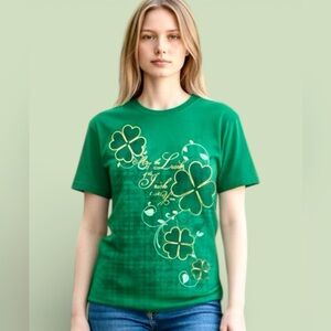 Lucky Brand St. Patrick’s Day Green Shamrock Tee Shirt Size Med NWOT
